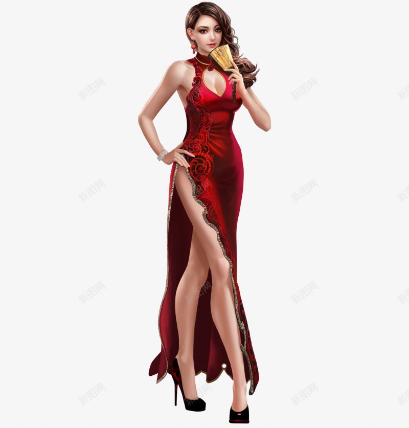 古典旗袍美女插画png免抠素材_新图网 https://ixintu.com 古典美女 广告插画 海报插画 装饰图案 小清新 简约风 卡通 古风 手绘 插画 旗袍 精美