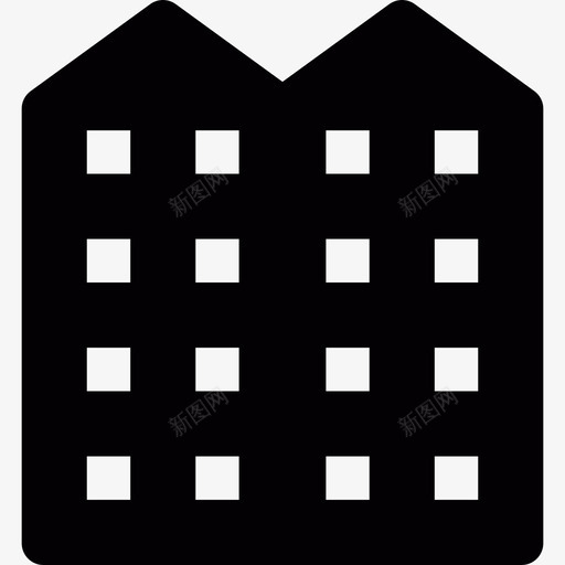两栋有许多窗户的建筑物图标svg_新图网 https://ixintu.com 两栋有许多窗户的建筑物