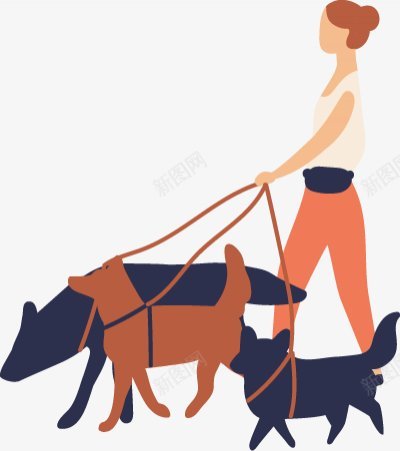 遛狗的美女日常休闲生活卡通扁平人物图扁平等距插png免抠素材_新图网 https://ixintu.com 卡通扁平人物图