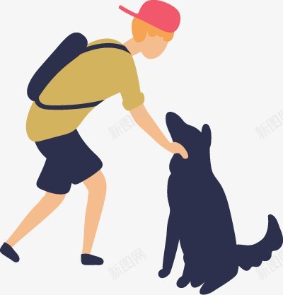 哄狗的背包少年日常休闲生活卡通扁平人物图扁平等png免抠素材_新图网 https://ixintu.com 卡通扁平人物图