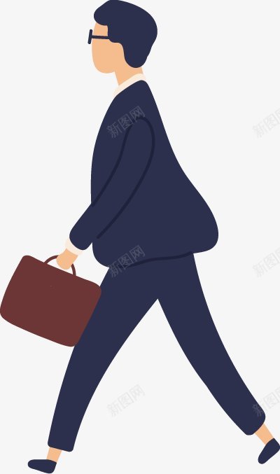 快步行走的白领男子日常休闲生活卡通扁平人物图扁png免抠素材_新图网 https://ixintu.com 卡通扁平人物图