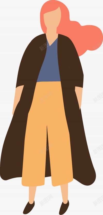 穿着风衣的美女卡通扁平人物图扁平等距插画人物合png免抠素材_新图网 https://ixintu.com 卡通扁平人物图 穿着风衣的美女