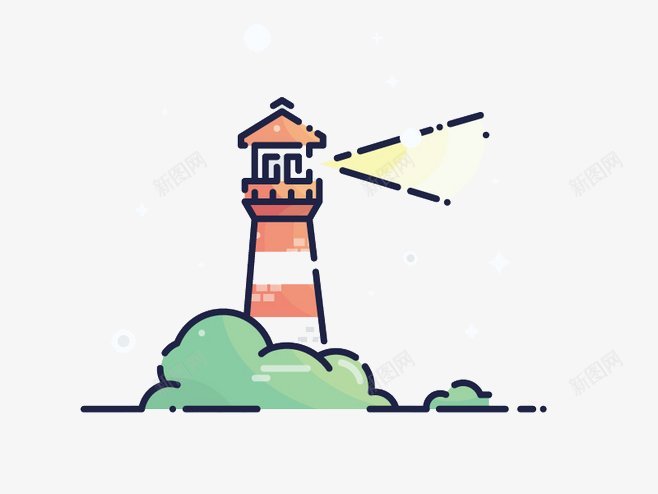 卡通灯塔小装饰png免抠素材_新图网 https://ixintu.com 卡通灯塔 小装饰