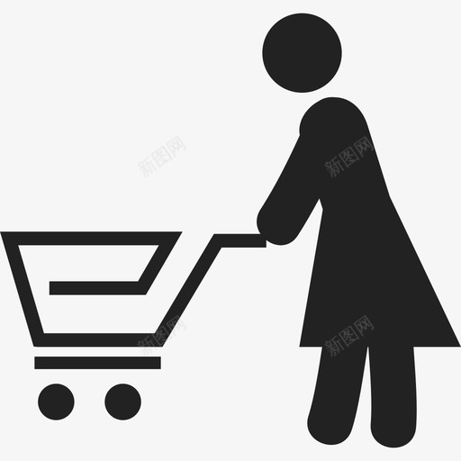 有购物车的女人人人2图标svg_新图网 https://ixintu.com 人 人2 有购物车的女人