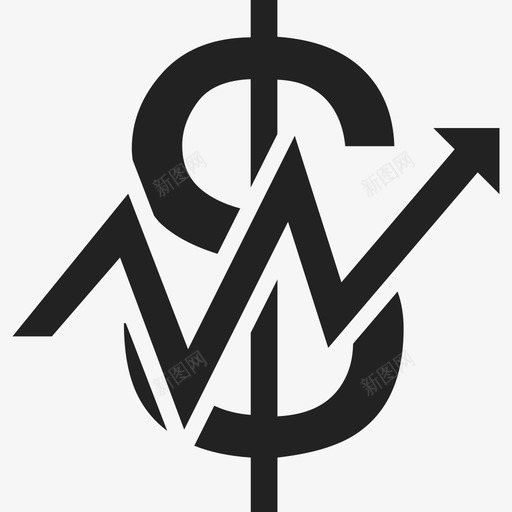 美元符号与上升线图形商业货币包2图标svg_新图网 https://ixintu.com 商业 美元符号与上升线图形 货币包2