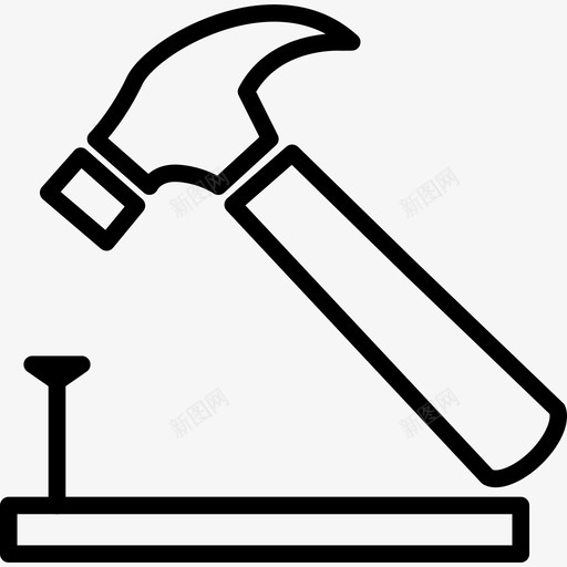 锤子和钉子在木头上勾勒工具和器具自己动手图标svg_新图网 https://ixintu.com 工具和器具 自己动手 锤子和钉子在木头上勾勒