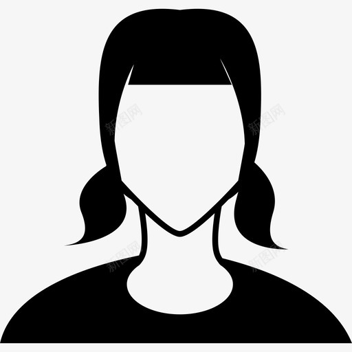 有马尾辫人脸的女性图标svg_新图网 https://ixintu.com 人 有马尾辫 脸的女性