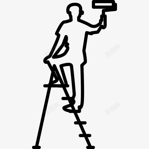 男画家用滚筒和梯子人自己动手吧图标svg_新图网 https://ixintu.com 人 男画家用滚筒和梯子 自己动手吧