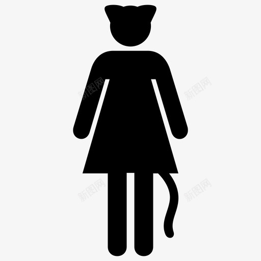 猫咪猫耳猫女图标svg_新图网 https://ixintu.com 喵喵 尾巴 猫咪 猫女 猫耳 雌性