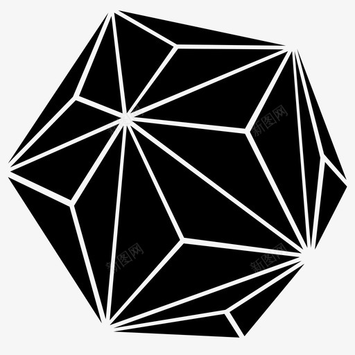 二十面体骰子几何学图标svg_新图网 https://ixintu.com 二十面体 几何学 形状 数学 骰子