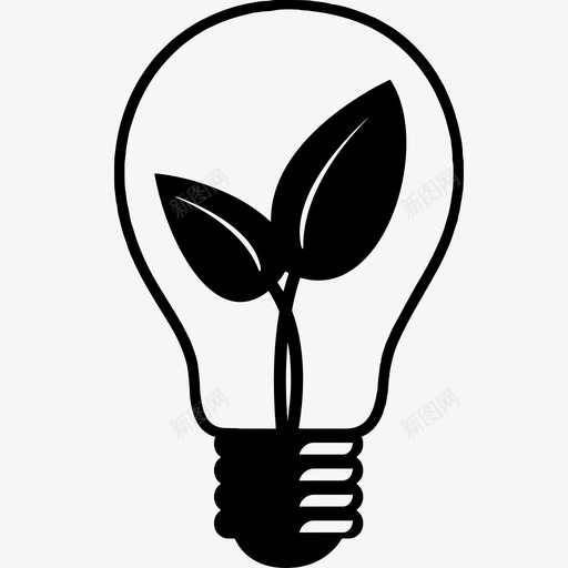 可持续能源节能器绿色图标svg_新图网 https://ixintu.com 可持续能源 树叶 植物 灯泡 绿色 节能器