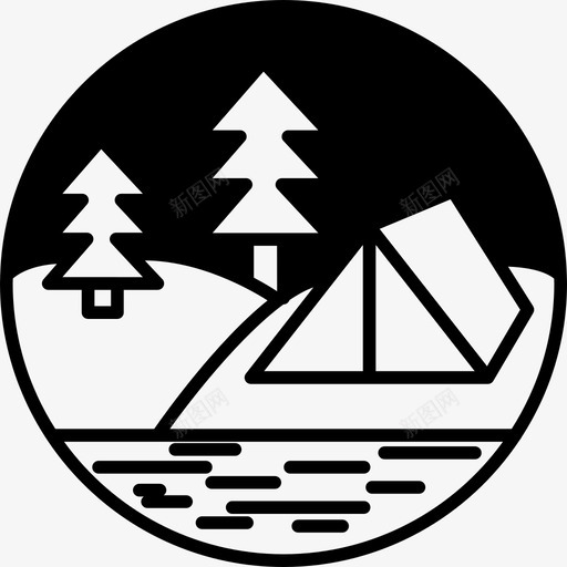 在河边的森林里露营大自然几个图标svg_新图网 https://ixintu.com 几个 在河边的森林里露营 大自然