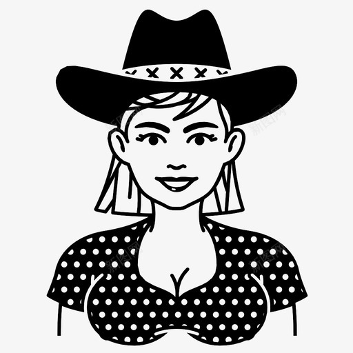 女牛仔女帽子图标svg_新图网 https://ixintu.com 人 女 女仔 女牛仔 帽子 西部人 西部美女