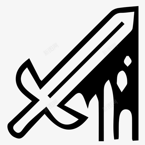 剑战血图标svg_新图网 https://ixintu.com 刀 剑 战 战争 战斗棍 武器 死 滴血的刀 血