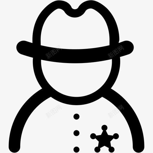 警长徽章牛仔图标svg_新图网 https://ixintu.com 人 工作 帽子 徽章 法律和秩序 牛仔 职业 警察 警长