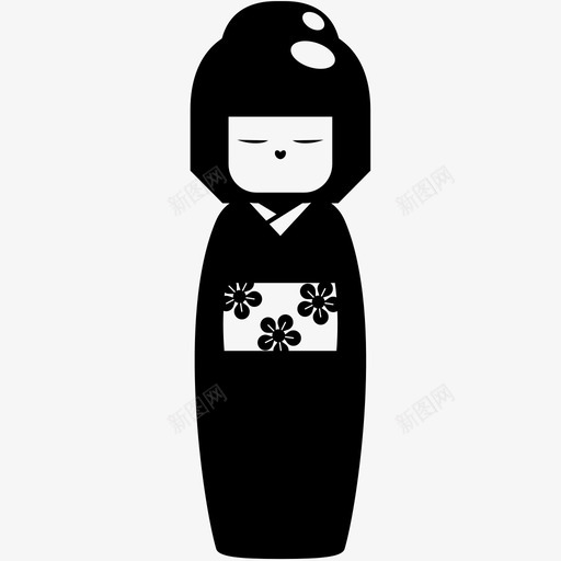 kokeshi洋娃娃日本图标svg_新图网 https://ixintu.com kokeshi 日本 洋娃娃