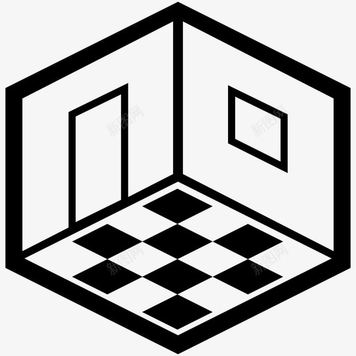 房间房子室内图标svg_新图网 https://ixintu.com 室内 房子 房间 瓷砖 窗户 等轴测