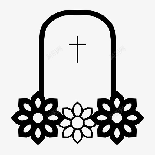 坟墓悲伤哀悼图标svg_新图网 https://ixintu.com 哀悼 坟墓 墓碑 悲伤 死亡 耶稣 鲜花