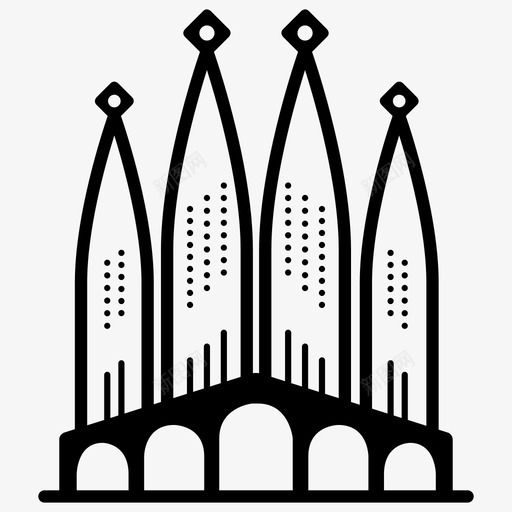 萨格拉达家族建筑巴塞罗那图标svg_新图网 https://ixintu.com 大教堂 巴塞罗那 建筑 萨格拉达家族