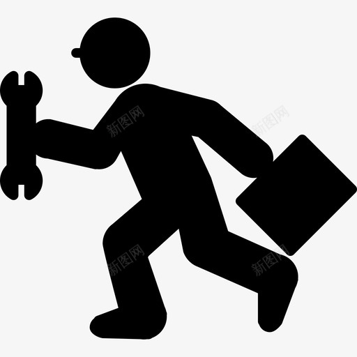 跑修理工拿着扳手和工具箱人自己动手就行了图标svg_新图网 https://ixintu.com 人 自己动手就行了 跑修理工拿着扳手和工具箱