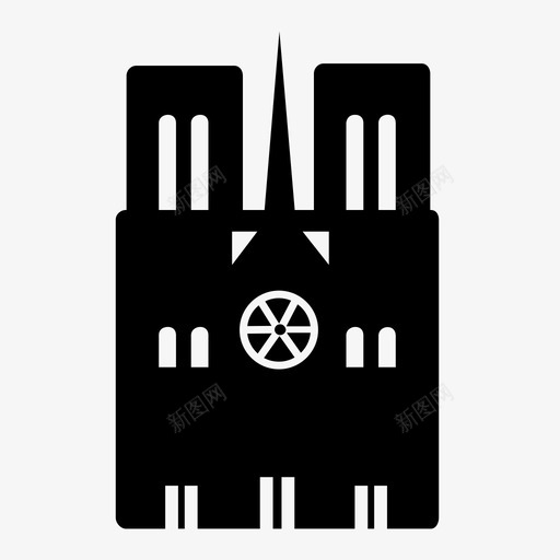 圣母院建筑大教堂图标svg_新图网 https://ixintu.com 圣母院 大教堂 天主教 建筑 教堂