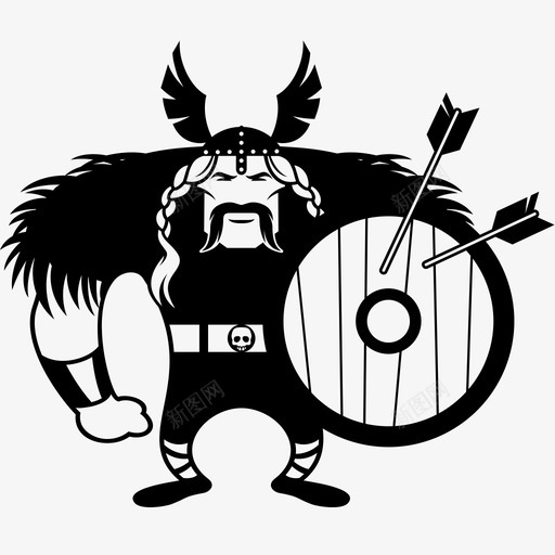 北欧海盗箭斧胡子人图标svg_新图网 https://ixintu.com 人 北欧海盗 战士 斧 盾牌 箭 胡子