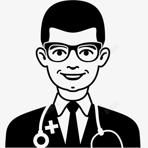 医生眼镜工作图标svg_新图网 https://ixintu.com 人 医生 听诊器 工作 男 眼镜 职业