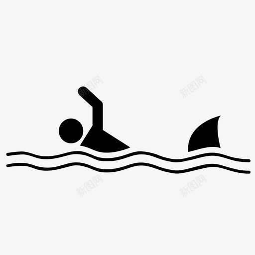鲨鱼袭击海滩危险图标svg_新图网 https://ixintu.com 下巴 危险 危险的水 海洋 海滩 游泳 鱼翅 鲨鱼袭击