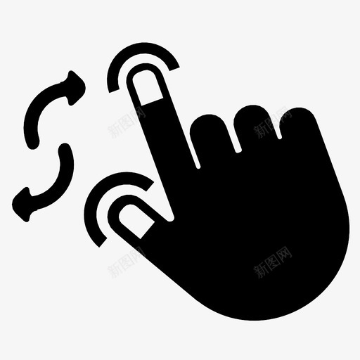 顺时针旋转箭头手指手势手图标svg_新图网 https://ixintu.com ipad iphone touch 手 手势 手指 界面 箭头 顺时针旋转