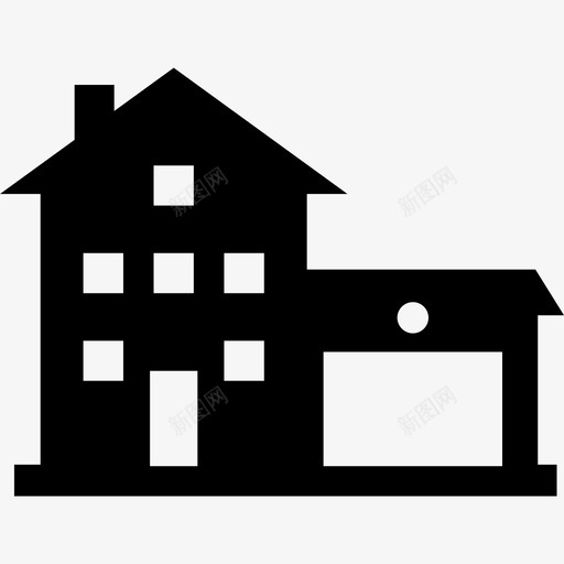 住宅建筑车库图标svg_新图网 https://ixintu.com 三层 两层 住宅 城镇 建筑 车库 郊区