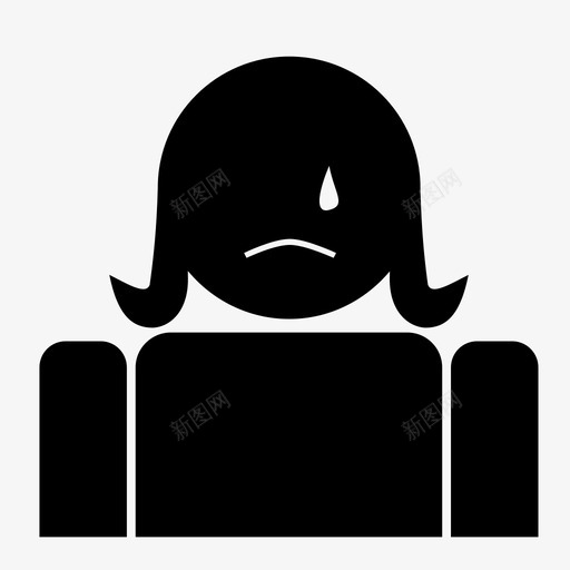 哭皱眉女孩图标svg_新图网 https://ixintu.com 不开心 伤心 哭 女孩 流泪 皱眉 难过