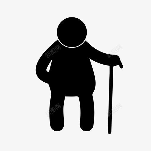 老人拐杖人图标svg_新图网 https://ixintu.com 人 拐杖 老人