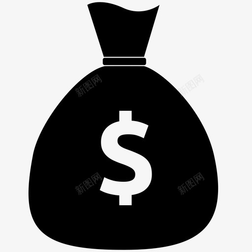 钱袋银行现金图标svg_新图网 https://ixintu.com 现金 美元 美元符号 货币 钱袋 银行