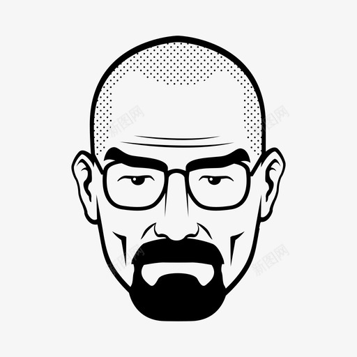 沃尔特怀特胡子坏脾气图标svg_新图网 https://ixintu.com 人 坏脾气 性格 沃尔特怀特 电视 眼镜 胡子 脸