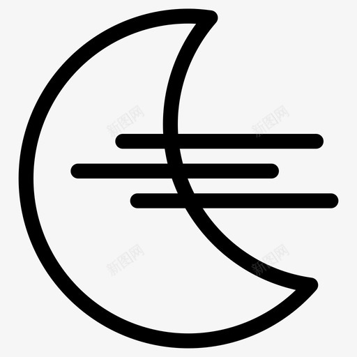 雾夜月亮夜间图标svg_新图网 https://ixintu.com 夜间 天气 天空 季节 形状 月亮 烟雾 雾夜 预报