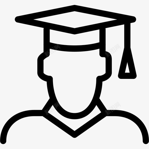 毕业生插图线图标svg_新图网 https://ixintu.com 人 学生 形状 插图 标志 毕业生 男 砂浆板 线图标