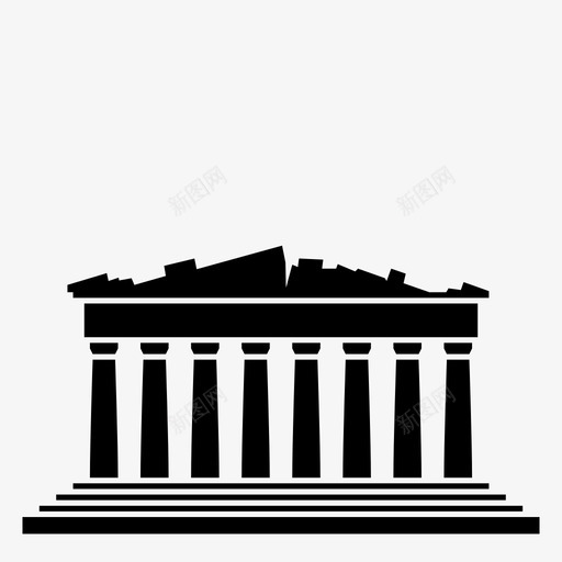 雅典历史绿巨人图标svg_新图网 https://ixintu.com 世界古迹 历史 地标 帕台农神庙 废墟 旅程 柱子 纪念碑 绿巨人 观光 雅典