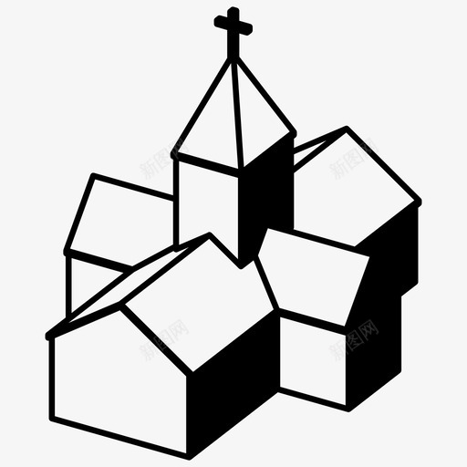 教堂建筑像素城市图标svg_新图网 https://ixintu.com 上帝 像素城市 城市建筑 建筑 教堂 环境