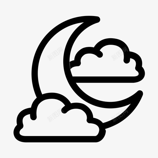 月亮天空十月图标svg_新图网 https://ixintu.com 云 云月 十一月 十月 多云 夜晚 天气 天空 月亮 秋天