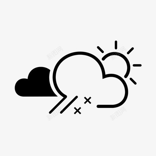 白天下雪和下雨部分下雪部分晴天图标svg_新图网 https://ixintu.com 下雨 下雨天气 下雪 下雪天气 天气图标集2 天空 白天下雪和下雨 部分下雪 部分晴天 阵雪