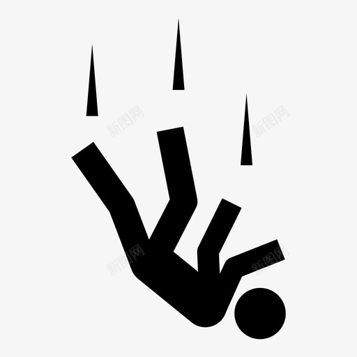 坠落自毁安全图标svg_新图网 https://ixintu.com 保护 保险 危险 坠落 安全 死亡 疼痛 自毁 跳跃 身体伤害 黑色