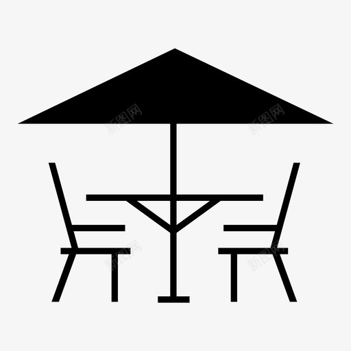 露台座位家具户外家具图标svg_新图网 https://ixintu.com 家具 庭院 户外 户外家具 野餐桌 雨伞 露台座位