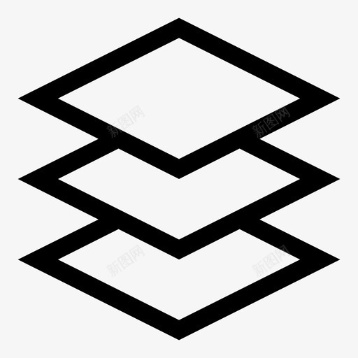层堆栈简单图标svg_新图网 https://ixintu.com 卷曲 图形 图标 堆栈 层 带边框 形状 简单 简单卷曲图标 线