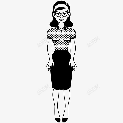 女士眼镜女孩图标svg_新图网 https://ixintu.com 休闲装 女士 女孩 女性 正装 盛装 眼镜