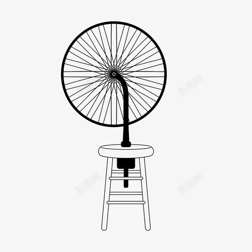 自行车轮子非功能厨房凳子图标svg_新图网 https://ixintu.com 厨房凳子 叉子 机器 现成的 自行车轮子 超现实主义 达达 非功能 马塞尔杜尚