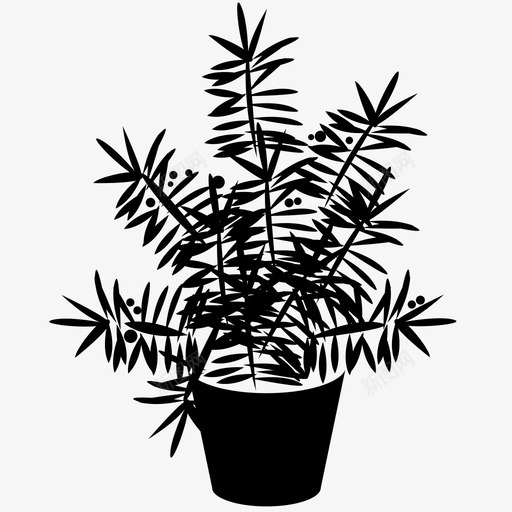 植物绿色室内植物图标svg_新图网 https://ixintu.com 叶 室内植物 植物 灌木 盆栽 紫杉 绿色