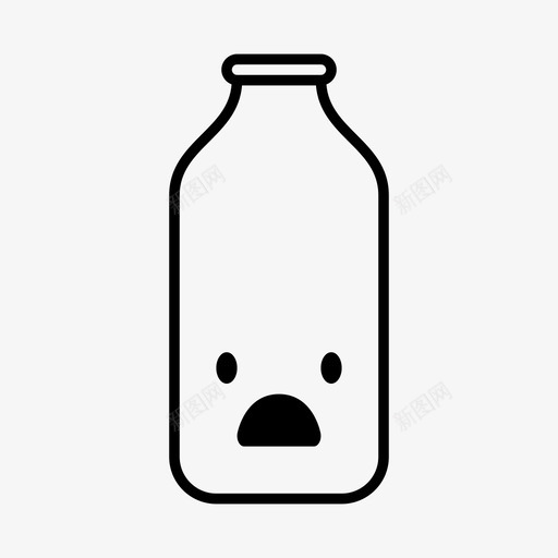 瓶子水容器图标svg_新图网 https://ixintu.com 卡哇伊 容器 惊讶 水 牛奶 玻璃 瓶子 脸 表情符号 震惊