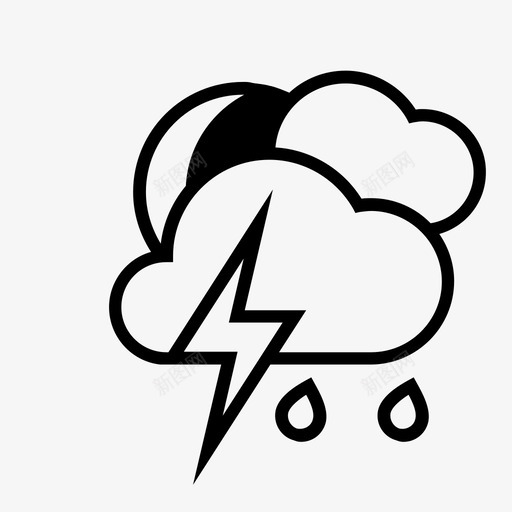 夜间有小雨和雷电下雨暴风雨图标svg_新图网 https://ixintu.com 下雨 夜间有小雨和雷电 天气预报 暴风雨