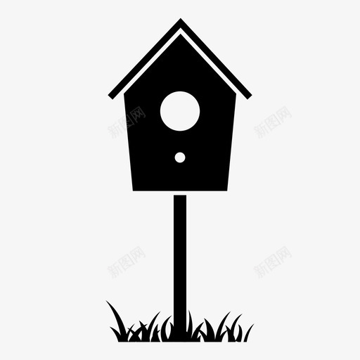 鸟舍保险箱住宅图标svg_新图网 https://ixintu.com 住宅 保险箱 室外 家 巢屋 筑巢 草地 鸟舍