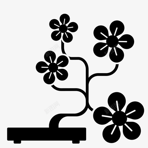插花线日本花图标svg_新图网 https://ixintu.com 形式 插花 日本插花 日本花 线 花卉艺术 花卉艺术形式